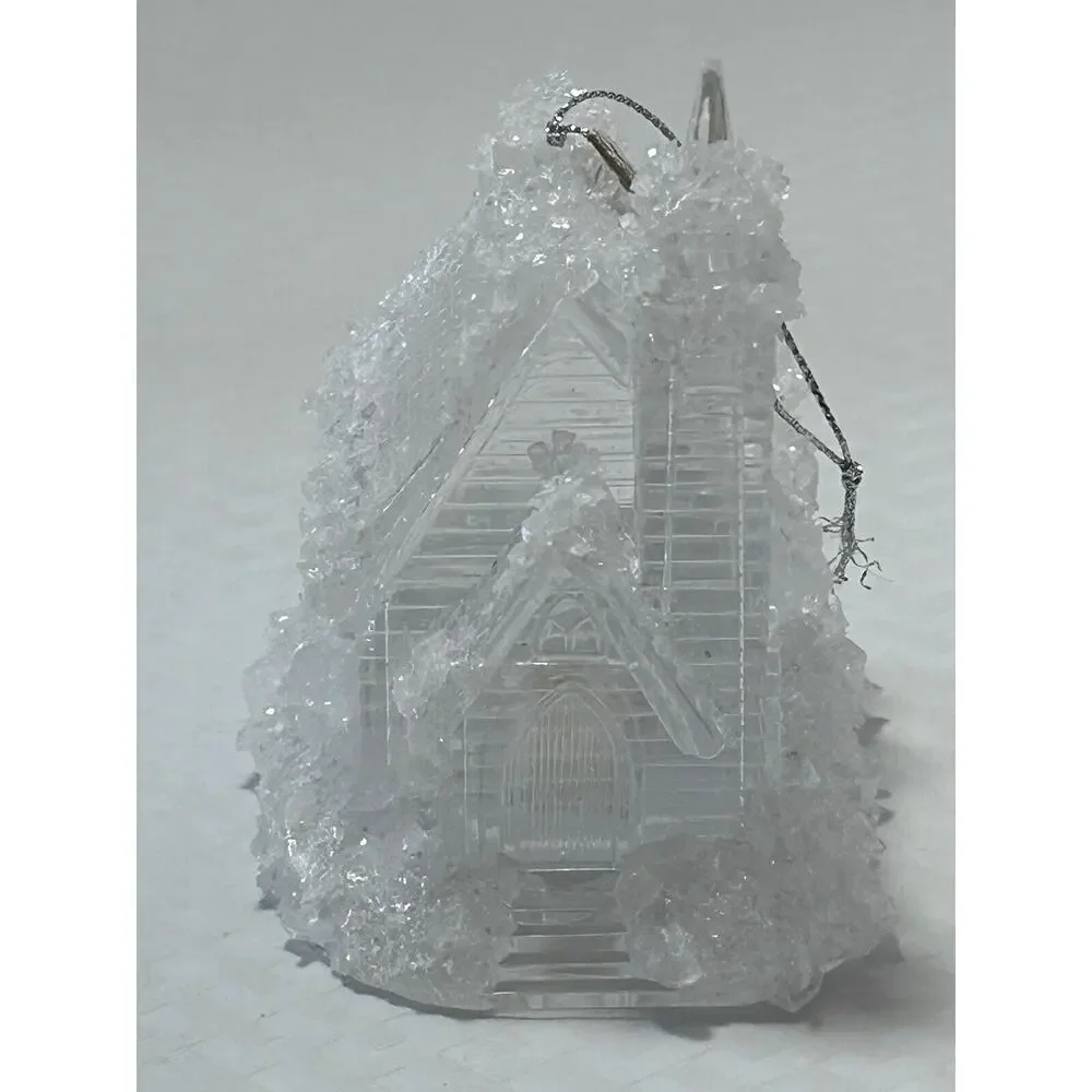 Icy Look Clear acrylic Church building Christmas Tree Light Cover Ornament